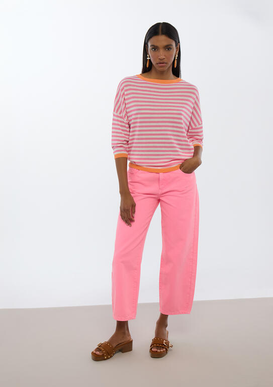 LOLA CASADEMUNT PINK TWO-TONE STRIPED SWEATER LS2611001 126