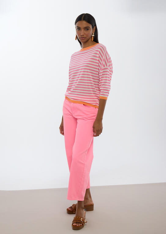 LOLA CASADEMUNT PINK TWO-TONE STRIPED SWEATER LS2611001 126
