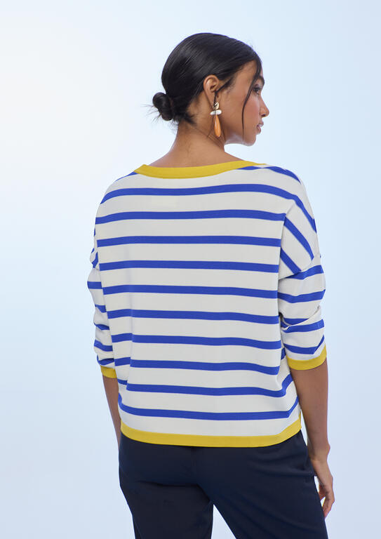 LOLA CASADEMUNT BLUE TWO-TONE STRIPED SWEATER LS2611027 126