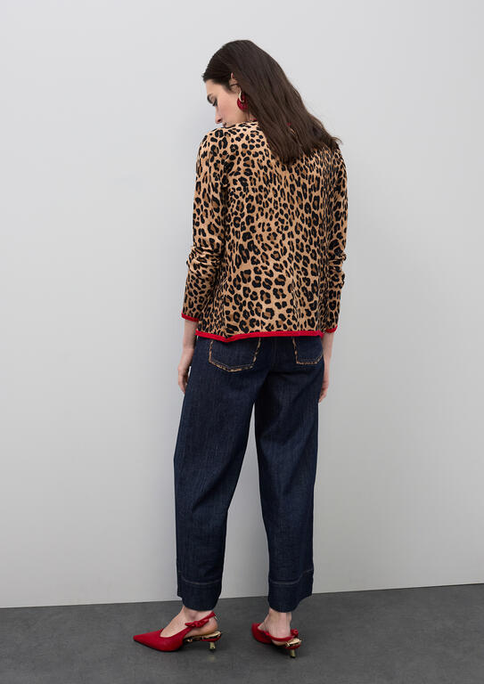 LOLA CASADEMUNT DENIM LEOPARD TRIMS JEANS LS2614018 126