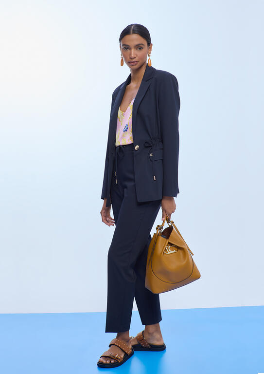 LOLA CASADEMUNT NAVY JOGGERS WITH ZIPS LS2614048 126