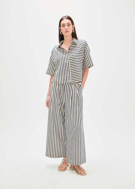 LOLA CASADEMUNT NAVY STRIPE STRIPE BLOUSE LS2615001 126