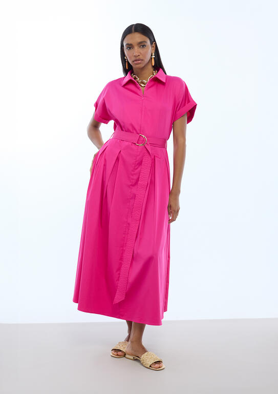 LOLA CASADEMUNT PINK MIDI DRESS WITH FLARED SKIRT LS2616094 126