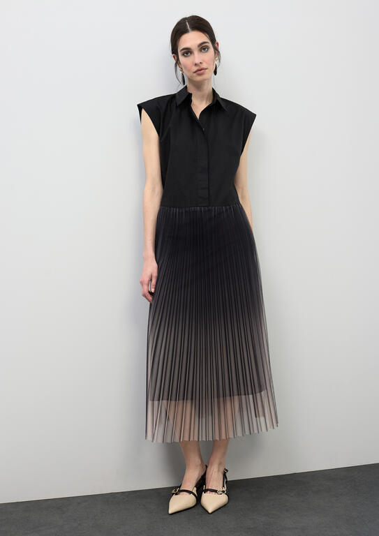 LOLA CASADEMUNT BLACK DRESS PLEATED TULLE SKIRT LS2616133 126