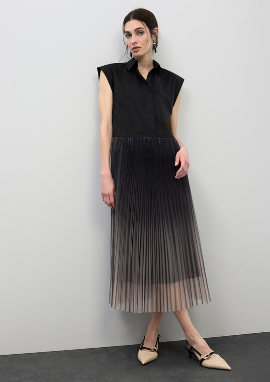 LOLA CASADEMUNT BLACK DRESS PLEATED TULLE SKIRT LS2616133 126