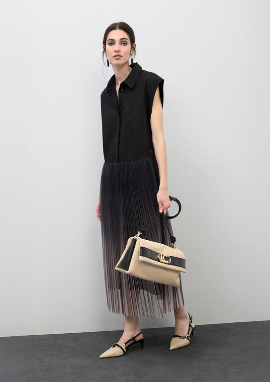 LOLA CASADEMUNT BLACK DRESS PLEATED TULLE SKIRT LS2616133 126