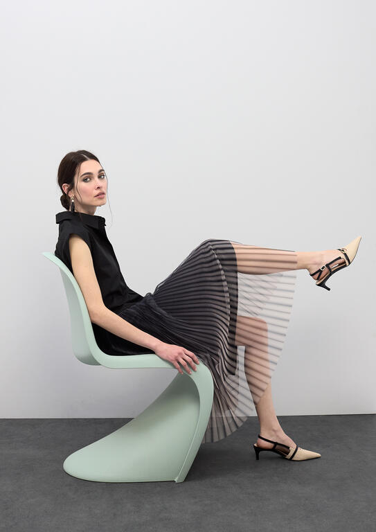 LOLA CASADEMUNT BLACK DRESS PLEATED TULLE SKIRT LS2616133 126