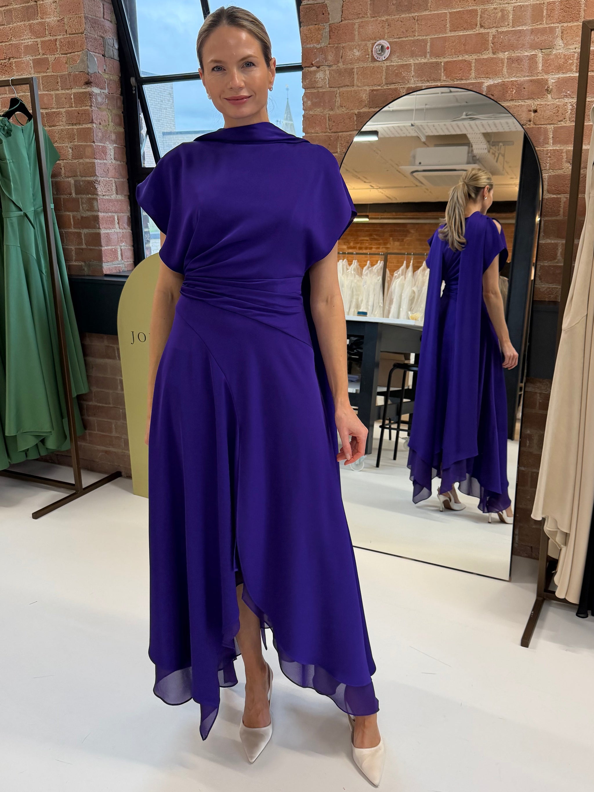 purple dress in store MAISONEL SCARF NECK ME3228 226 Cheap dresses from the The skirt features pockets flattering everyday dress Color:Nude Rose Gold