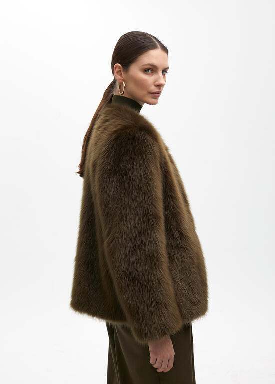 LOLA CASADEMUNT KHAKI FUR JACKET 2501008 225