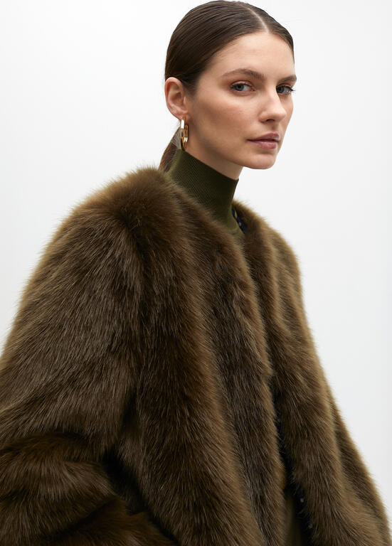 LOLA CASADEMUNT KHAKI FUR JACKET 2501008 225