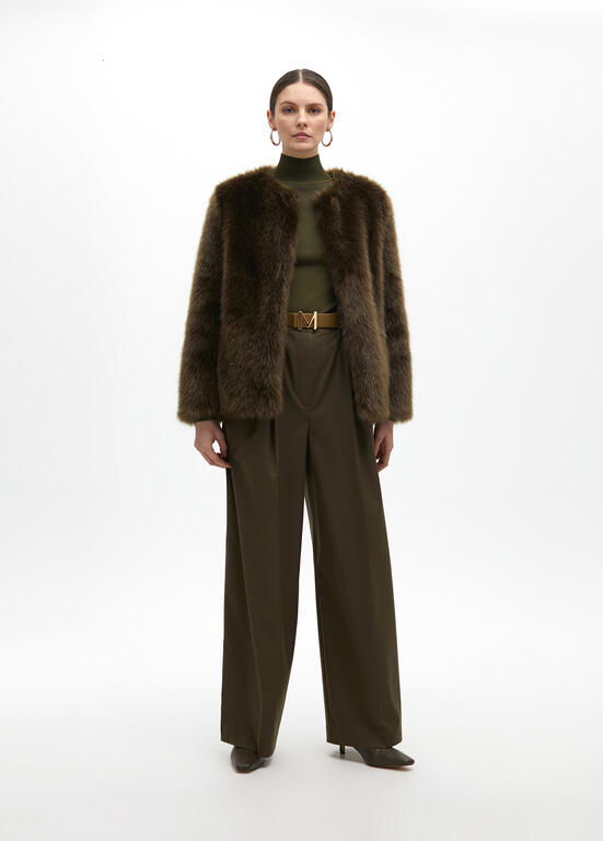 LOLA CASADEMUNT KHAKI FUR JACKET 2501008 225