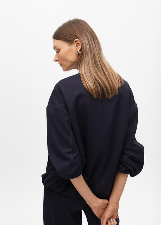 LOLA CASADEMUNT NAVY PIN STRIPE BOMBER JACKET 2502005 225
