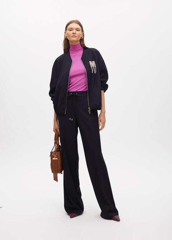 LOLA CASADEMUNT NAVY PIN STRIPE BOMBER JACKET 2502005 225