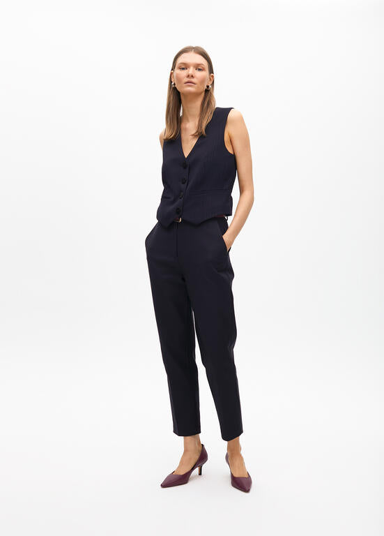 LOLA CASADEMUNT NAVY PINSTRIPE WAIST COAT 2502008 225