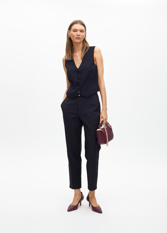 LOLA CASADEMUNT NAVY PINSTRIPE WAIST COAT 2502008 225