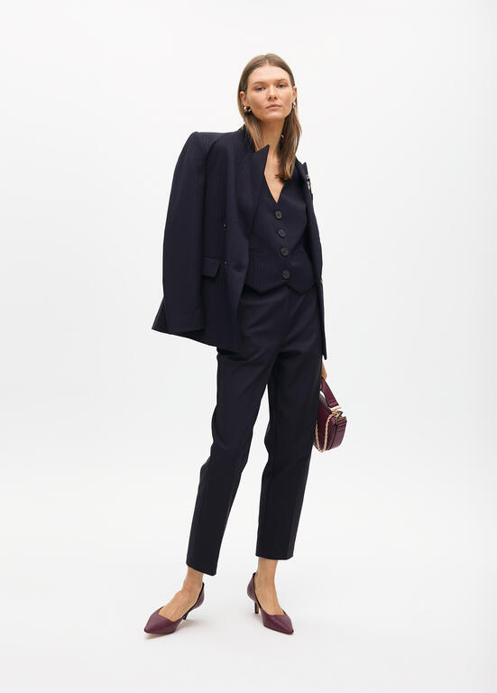 LOLA CASADEMUNT NAVY PINSTRIPE WAIST COAT 2502008 225