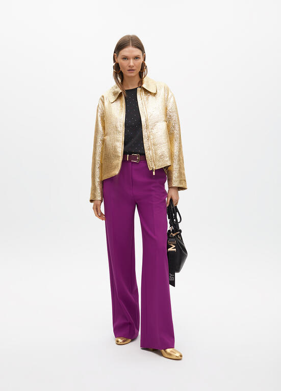 LOLA CASADEMUNT GOLD LONG ZIP BOMBER JACKET 2502012 225