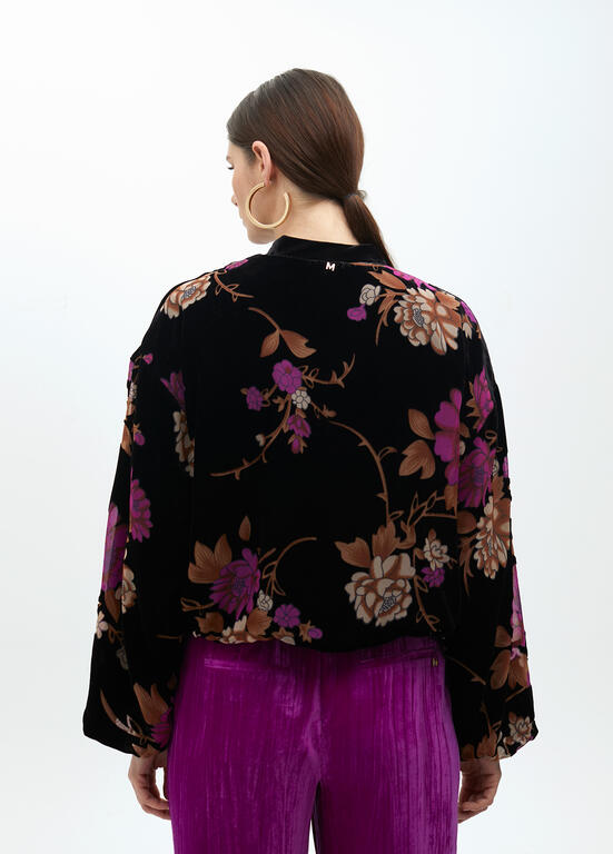 LOLA CASADEMUNT BLACK PRINT VELVET JACKET 2502016 225
