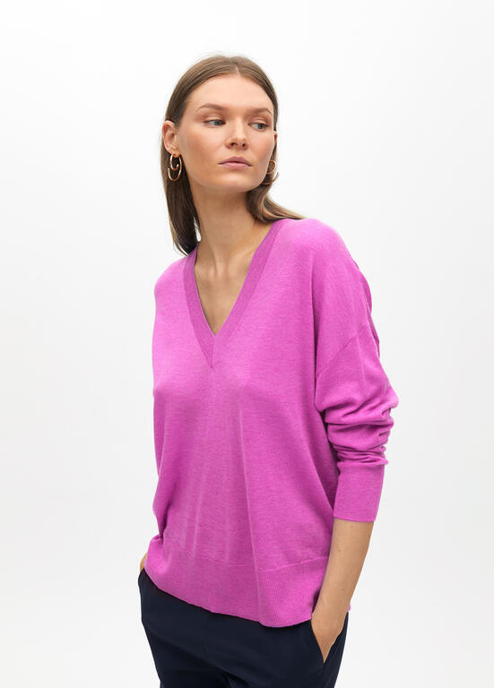 LOLA CASADEMUNT PINK V-NECK KNIT 2511014 225