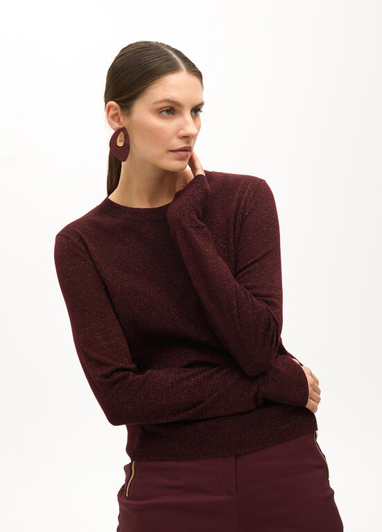 LOLA CASADEMUNT BURGUNDY ROUND NECK KNIT 2511020 225