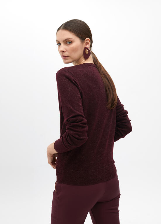 LOLA CASADEMUNT BURGUNDY ROUND NECK KNIT 2511020 225