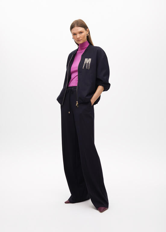 LOLA CASADEMUNT NAVY PINSTRIPE TROUSERS 2514001 225