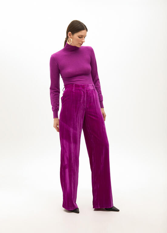 LOLA CASADEMUNT PINK VELVET TROUSERS 2514004 225