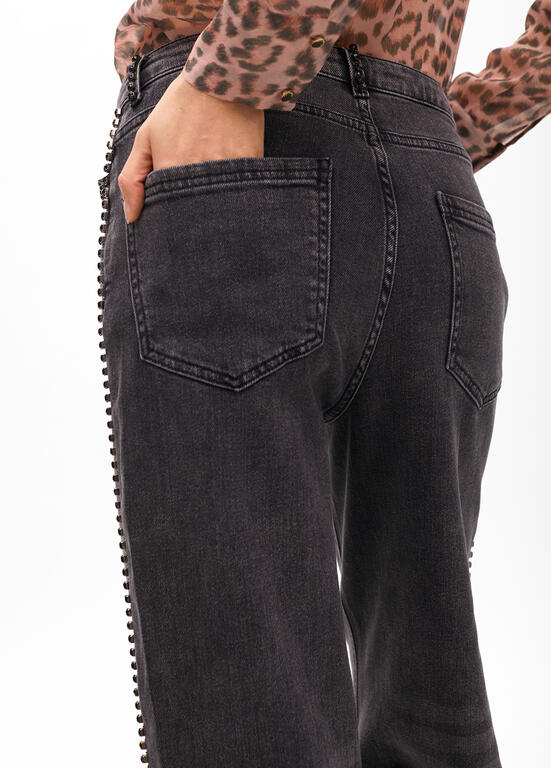 LOLA CASADEMUNT BLACK EMBELLISHED STRIPE JEANS 2514008 225