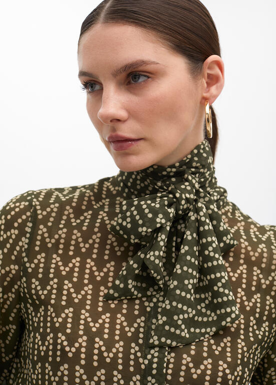 LOLA CASADEMUNT KHAKI PRINT BLOUSE 2515002 225