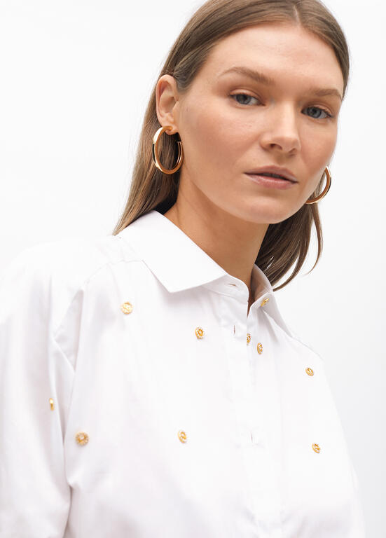 LOLA CASADEMUNT WHITE BUTTON DETAIL BLOUSE 2515018 225