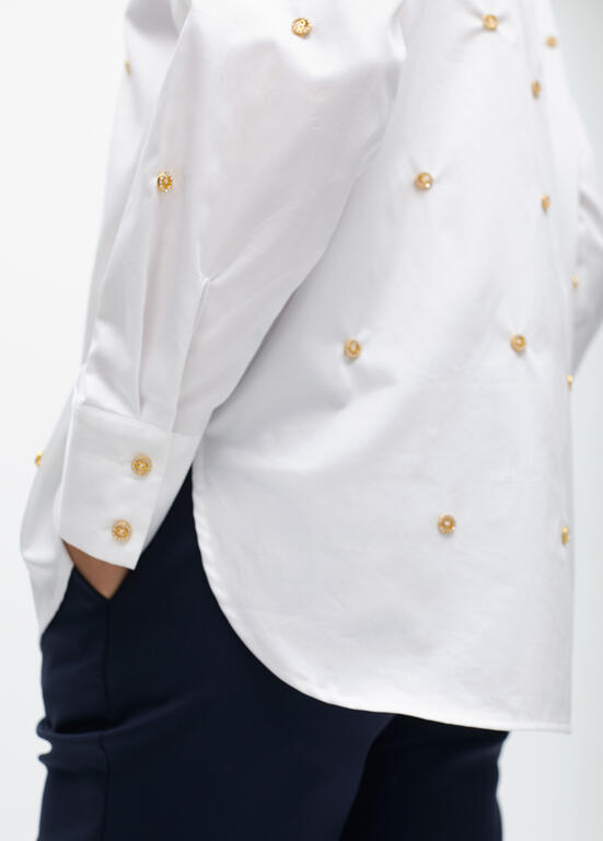 LOLA CASADEMUNT WHITE BUTTON DETAIL BLOUSE 2515018 225