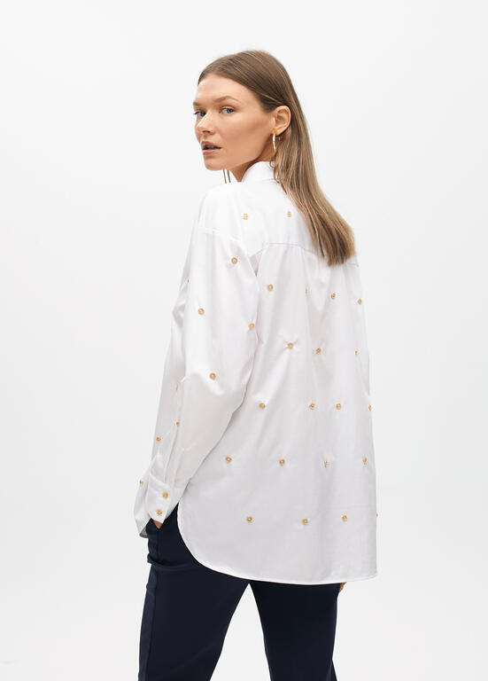 LOLA CASADEMUNT WHITE BUTTON DETAIL BLOUSE 2515018 225