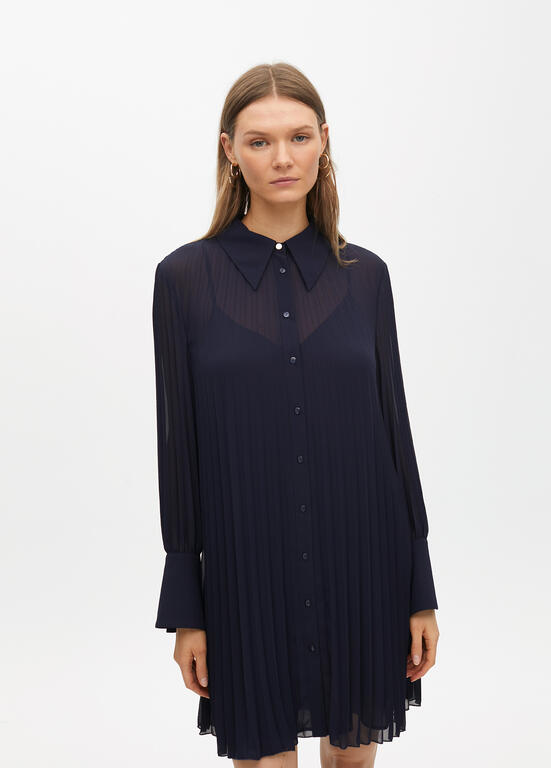 LOLA CASADEMUNT NAVY PLEAT DRESS 2516603 225