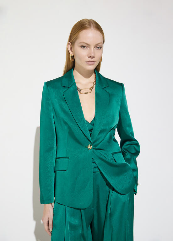LOLA CASADEMUNT MAITE GREEN SATIN BLAZER MF2602012 226