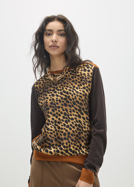 LOLA CASADEMUNT MAITE BROWN SATIN ANIMAL KNIT MF2611012 226