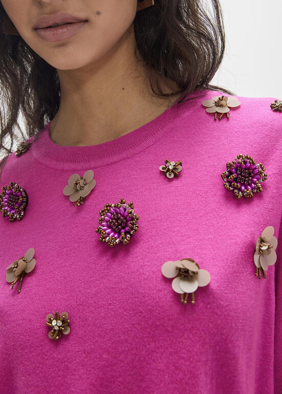 LOLA CASADEMUNT MAITE PINK EMBELLISHED KNIT MF2611015 226