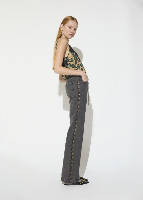LOLA CASADEMUNT MAITE GREY STUD JEANS MF2614011 226