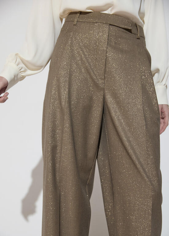 LOLA CASADEMUNT MAITE BROWN WIDE LEG TROUSERS MF2614018 226