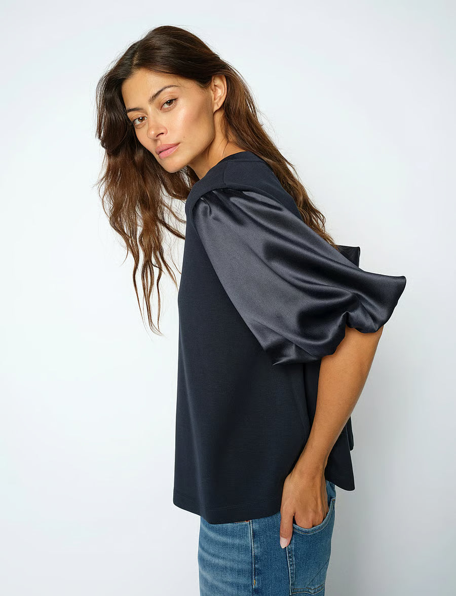 MOS MOSH MMDUBA O-SS SATIN SWEATSHIRT NAVY 180830 226