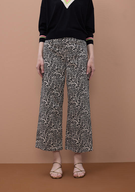 LOLA CASADEMUNT MITE CREAM-BLACK PRINTED TROUSERS MS2614012 126