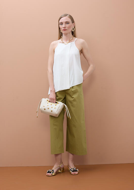 LOLA CASADEMUNT MITE KHAKI PLEATED TROUSERS MS2614020 126