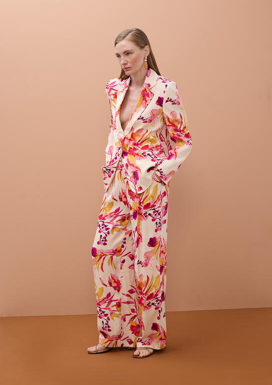 LOLA CASADEMUNT MITE PINK PRINTED SATIN TROUSERS MS2614027 126