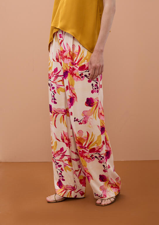 LOLA CASADEMUNT MITE PINK PRINTED SATIN TROUSERS MS2614027 126