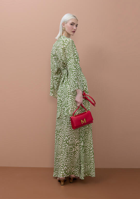LOLA CASADEMUNT MITE GREEN GREEN PRINT CHIFFON DRESS MS2616015 126