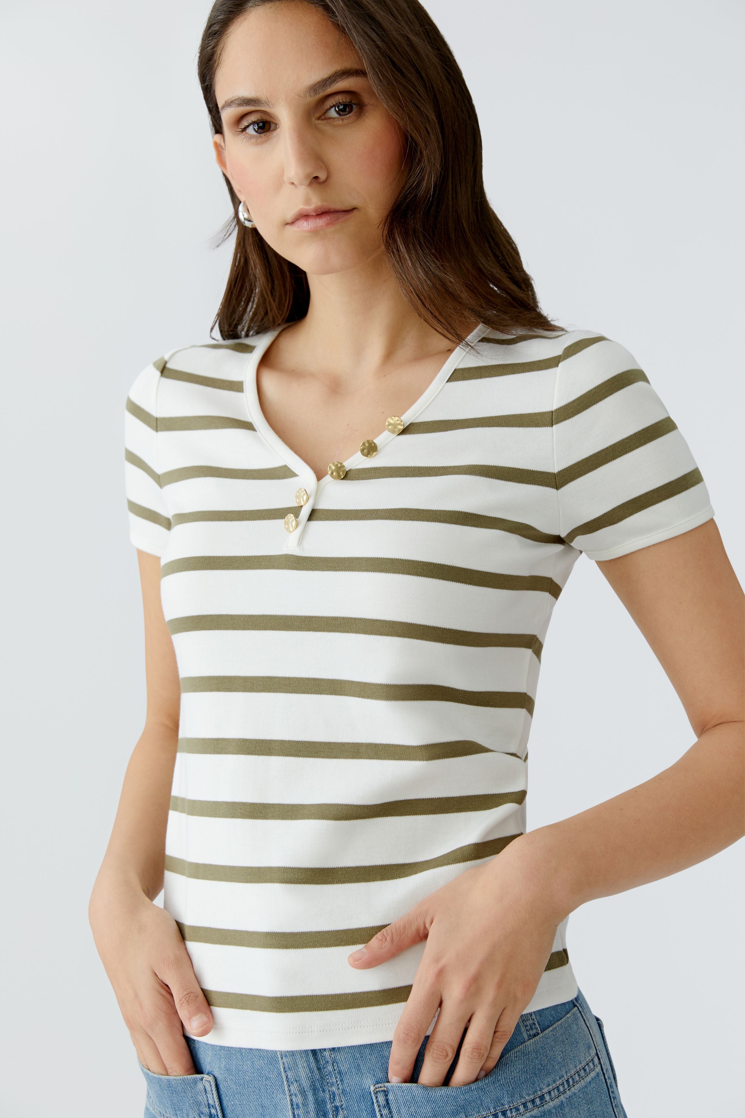 oui green striped t-shirt 96692 shop macbees ireland
