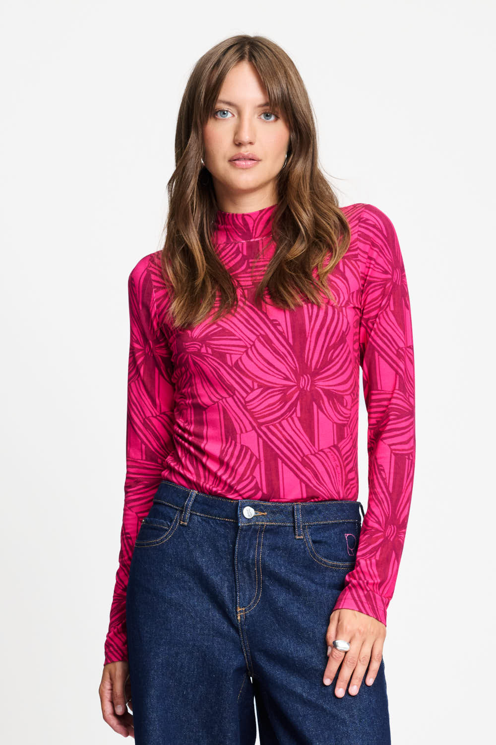 POM PINK PRINTED MESH TOP 9785 226