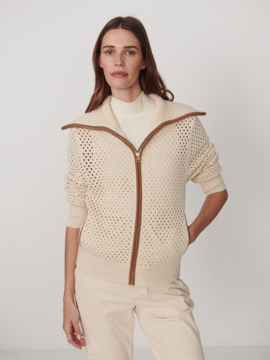 VARLEY BEIGE PAULA ZIP THROUGH KNIT JACKET 226
