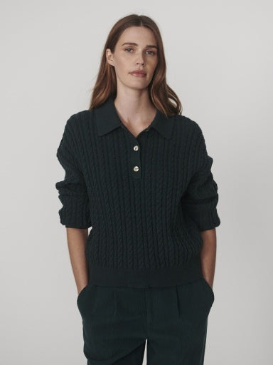 VARLEY BLACK DOTTIE POLO KNIT SWEATER 226