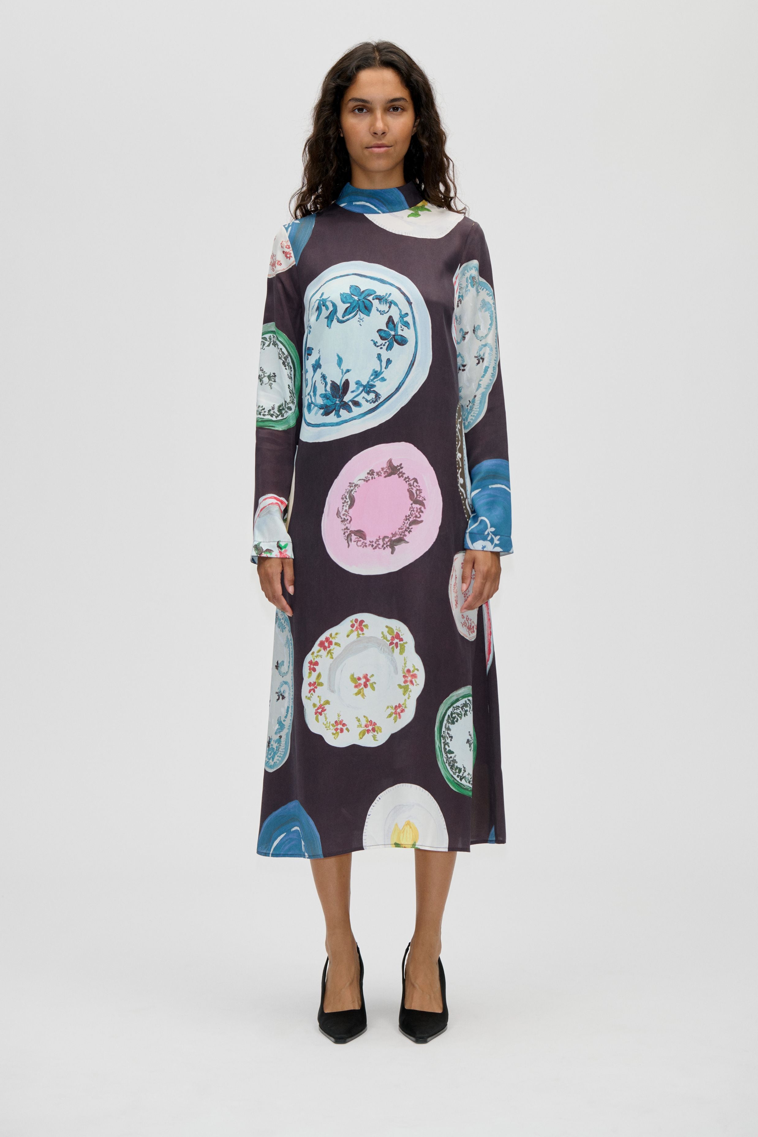 stine goya dry viscose long sleeve midi dress d017 2263 shop macbees killarney ireland