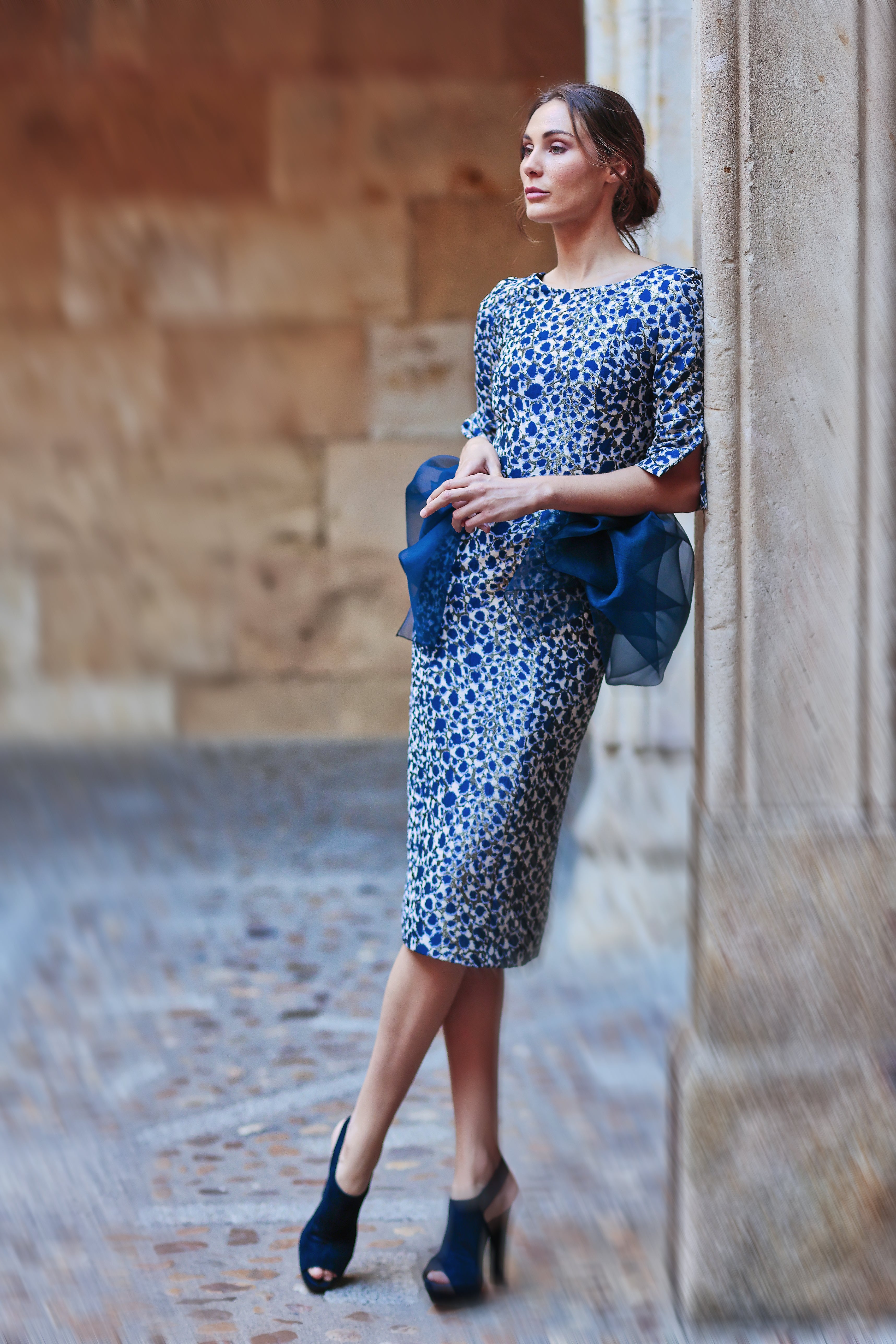 FELY CAMPO BLUE/SILVER PRINTED DRESS 23049/314 222